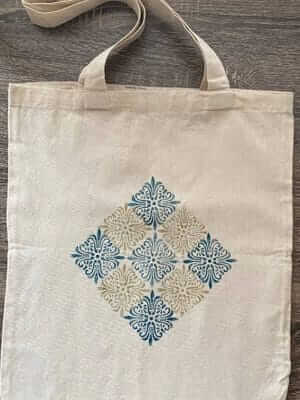 ART-TOTE-BLK Hand-Blocked Canvas Tote Bag